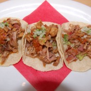 Taco Los Tres Cochinitos (The Three Little Pigs) at Loteria Grill