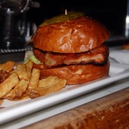 Crispy Fried Pork Chop Sandwich at The Basement Tavern
