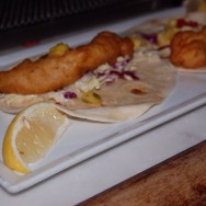 Allagash Battered Fish Tacos at The Basement Tavern