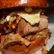 Asian Pork Belly Burger at Slater's 50/50