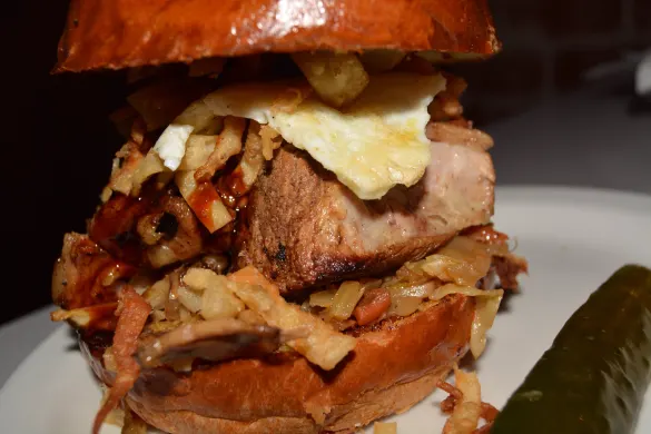 Asian Pork Belly Burger at Slater's 50/50
