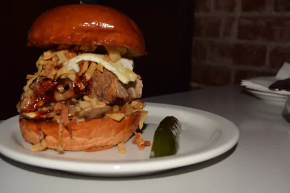 Asian Pork Belly Burger at Slater's 50/50