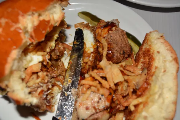 Asian Pork Belly Burger at Slater's 50/50