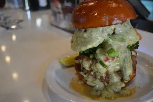 The Rustic Ravioli Burger at Slater's 50/50