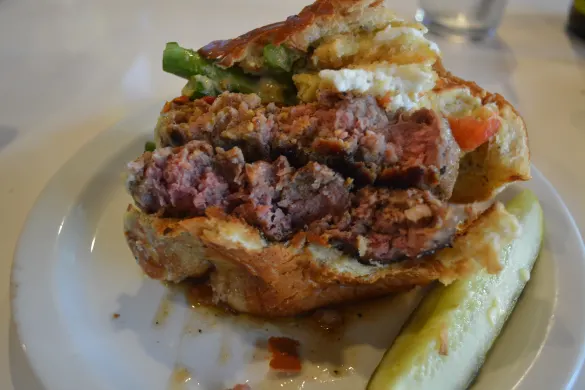 The Rustic Ravioli Burger at Slater's 50/50