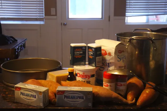 Ingredients for Double Layer Sweet Potato Cheesecake Ingredients for Double Layer Sweet Potato Cheesecake